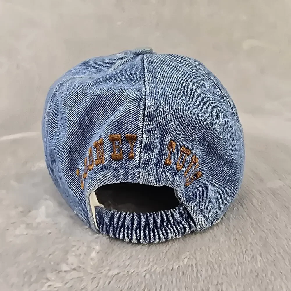 Vintage Looney Tunes Bugs Bunny Cowboy Hat Denim Suede Kids Cap 90s *FLAWS *